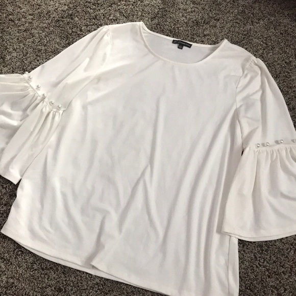 Bell Bottom Sleeve Shirt With Pearls 